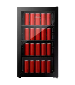 Key Features & Specifications:
Capacity: 91L, providing ample space for storing beverages.
Glass Door: Transparent design for easy viewing of contents.
Adjustable Temperature Control: Ensures drinks are kept at the ideal cooling level.
Compact & Space-Saving: Perfect for small spaces, countertops, or under-counter placement.
Energy Efficient: Designed for low power consumption, making it cost-effective.
Interior Lighting: Enhances visibility, making it easy to find drinks in low light.
Adjustable Shelves: Allows flexible storage for bottles and cans of various sizes.
Quiet Operation: Low noise level, making it suitable for bedrooms, offices, and quiet spaces.
Ideal For:
✔ Homes & apartments – Keep beverages cold and easily accessible.
✔ Offices & workspaces – Perfect for staff refreshments.
✔ Bars & restaurants – Provides quick access to chilled drinks for customers.
✔ Entertainment areas & game rooms – Stylish addition for hosting guests.

The Hisense JC-91 91L Mini Beverage Cooler is a sleek, efficient, and convenient cooling solution for any space that needs well-organized and chilled drinks.

Hisense JC-91 91L Glass Door Mini Beverage Cooler
