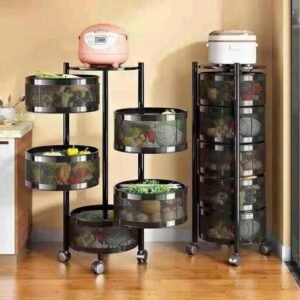 Multi-layer Rotating round Kitchen vegetable rack 4 layers 30cm basket diameter,34cm width,14cm Height vegetable storage rack multifunctional