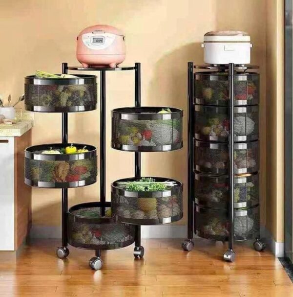 Multi-layer Rotating round Kitchen vegetable rack 4 layers 30cm basket diameter,34cm width,14cm Height vegetable storage rack multifunctional