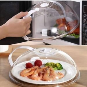 Heavy microwave cover with white handle BpA free