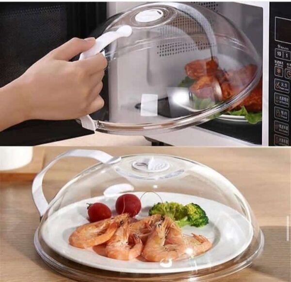 Heavy microwave cover with white handle BpA free