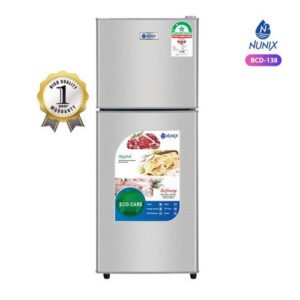 Key Features: Capacity: 138 liters, with a separate freezer compartment and a fridge section. Energy Efficiency: Features a 120W compressor designed to minimize power consumption. VC Filter: Germ Buster feature helps eliminate bacteria for fresh storage. Cool Pack: Keeps food cold during power outages. Storage Options: Glass shelves for easy cleaning, a large vegetable box, egg tray, and a freezer section for frozen items. Security: Comes with a lock and key for added safety. Environmentally Friendly: CFC-free, making it eco-friendly. Defrost Function: Prevents ice buildup for easy maintenance.