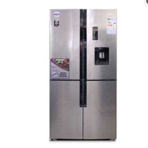 he ROCH 420L Four Door Fridge RFR-525IWD4-I is a modern refrigerator designed for households that require ample storage and advanced features: Key Features: Capacity: 420 liters, ideal for medium to large families or those who entertain guests frequently. External Soft Touch Digital Display: Allows easy access to temperature settings and functions without opening the fridge door, enhancing convenience and energy efficiency. Interior LED Light: Provides better visibility and reduces energy consumption compared to traditional bulbs. Crystal Crisper Drawer: Helps maintain optimal humidity for fruits and vegetables, prolonging freshness. Control Features: Eco Mode for energy optimization. Holiday Mode to reduce power consumption when not in use. Super Freeze Function to preserve freshness by quickly freezing items. DC Centrifugal Fan: Ensures even cooling and consistent temperatures across compartments. Door Open Alarm: Alerts users if the door is left open, preventing spoilage and energy wastage. Twist Ice Maker (Optional): Convenient ice cube production for cold drinks. Inverter Technology: Adjusts compressor speed for quieter operation, improved energy efficiency, and stable temperatures. Conclusion: The ROCH 420L Four Door Fridge RFR-525IWD4-I combines modern technology, energy-saving features, and ample storage, making it a great choice for families seeking convenience, efficiency, and performance in their refrigerator.